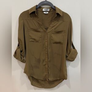 COPY - Express Portofino Shirt Womens Size XXS Blue Button Front Long Roll Tab …